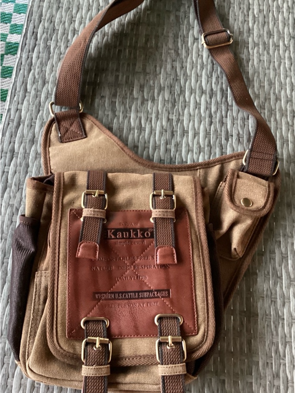 Kaukko Brown Canvas Messenger Bag for Men Or Women